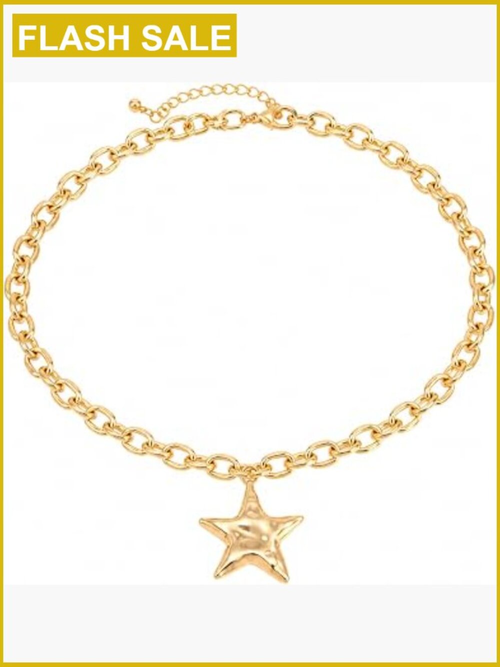 Chunky Star Pendant Necklace, Large Boho Statement Jewelry, Adjustable Lobster